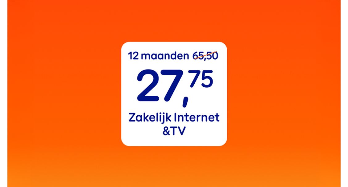 15 maanden Zakelijk Internet & TV van € 65,50 voor € 27,75