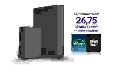 9 maanden 50% korting op Internet & TV + welkomstcadeau SkyShowtime, Disney+ of HBO Max