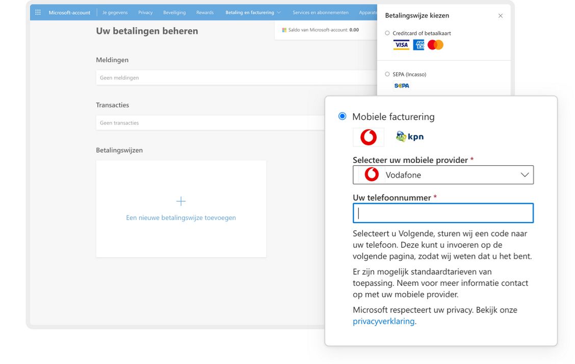 Stap 2. Betaalmethode omzetten naar je Vodafonerekening
