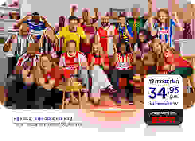 12 maanden 34,95 per maand bij internet en tv, standaard inclusief ESPN