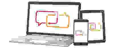 Illustration laptop device with chat icon
