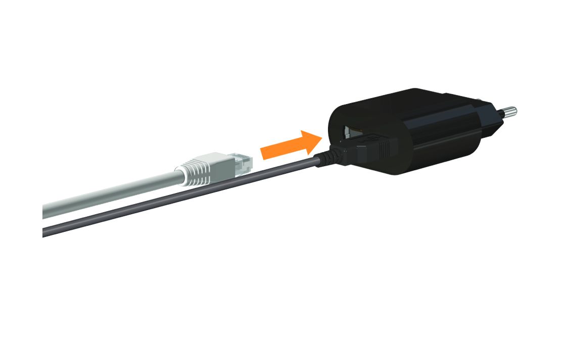 internetkabel in voedingsadapter Next Mini