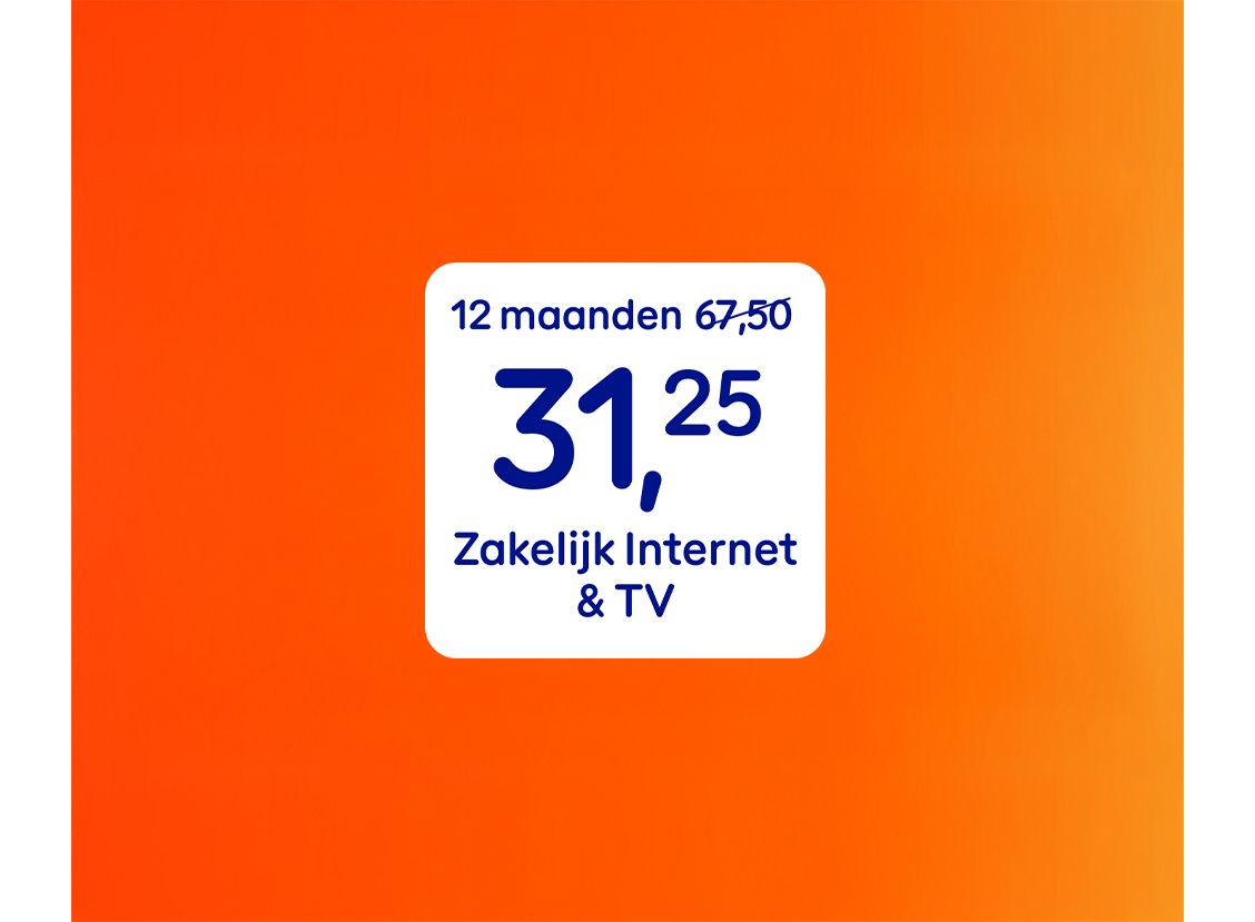 Tot 12 maanden korting op Zakelijk Internet van €67,50 voor €31,25