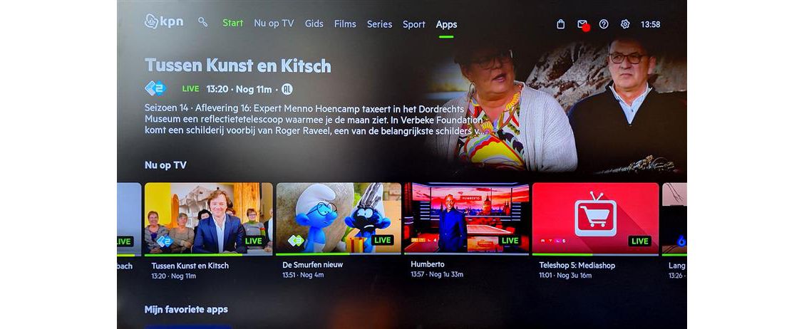 KPN TV+ Box menu onderdeel Apps