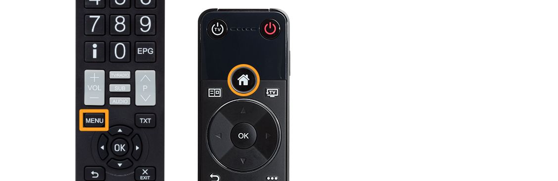 afstandsbedieningen menu knop