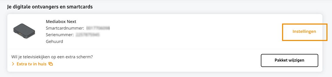 Optie Digitale ontvanger en smartcards in Mijn Ziggo