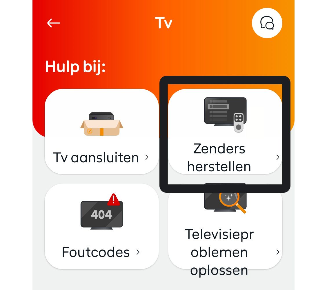 Detailscherm ontvanger in Mijn Ziggo app