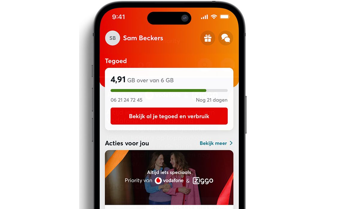 Vodafone & Ziggo app abonnementen beheren